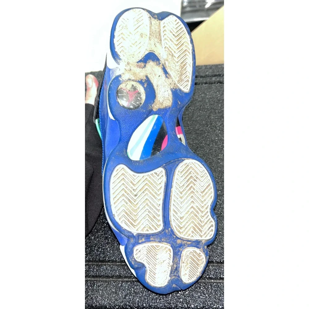 Jordan 6 Rings Blue Black Patent Leather Youth Size 7Y Sneakers 323419-014